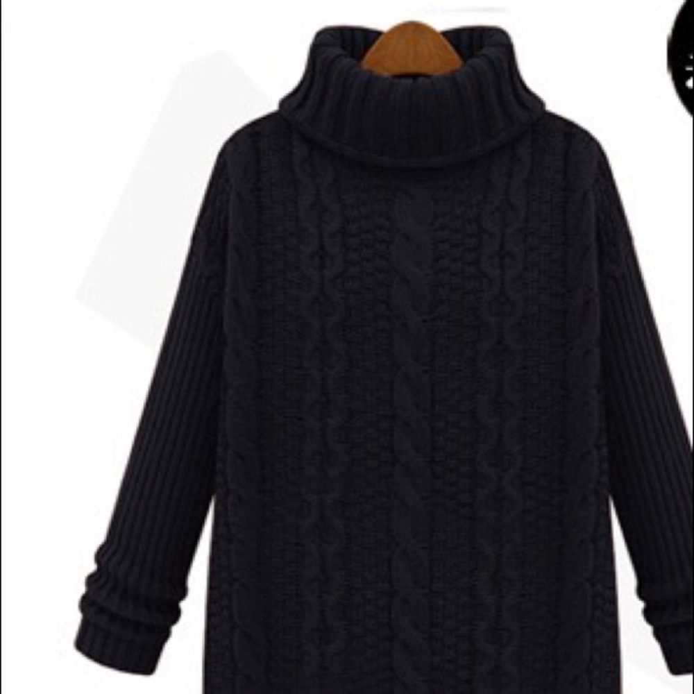 black cables turtleneck sweater - Picture 3 of 6